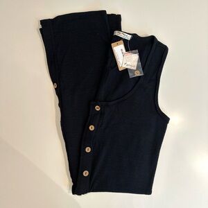 Black, Cotton, Button-Up Dress